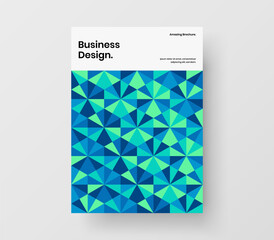 Simple pamphlet A4 vector design concept. Bright geometric tiles book cover illustration.