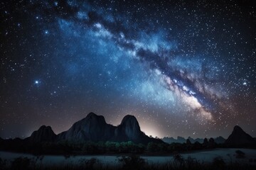Milky Way galaxy, stars, and background of the universe in Thailand. Generative AI