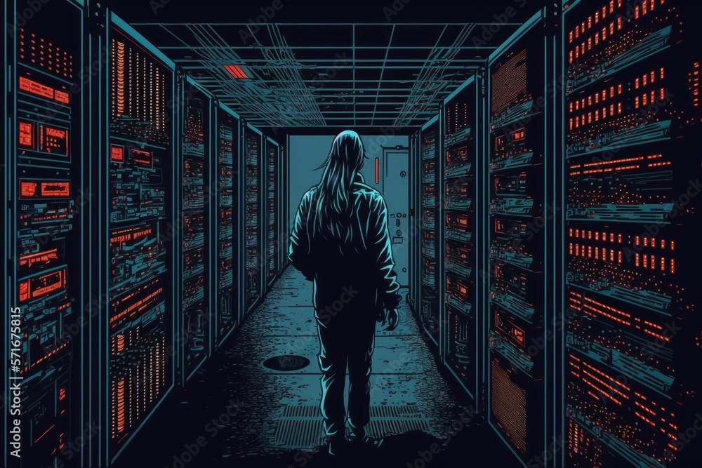 Poster in the data center, a programmer. generative ai