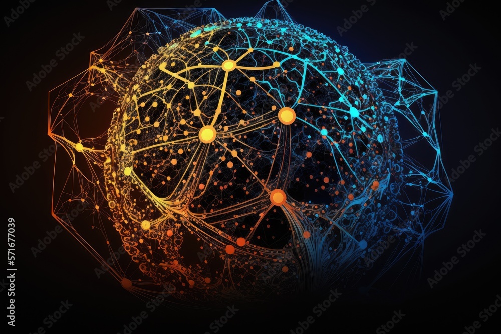 Poster worldwide network. the blockchain. artificial intelligence and neural networks. abstract. generative