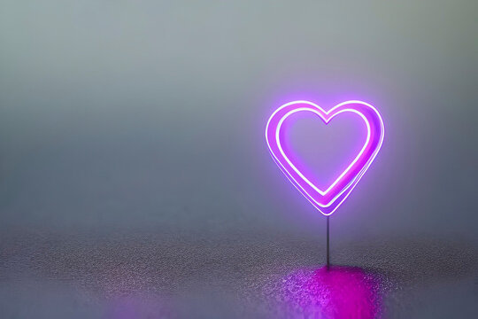 The heart shapes on abstract light neon glitter background in love concept for valentines day with sweet and romantic. Neon heart glowing background space for text. Design and digital material.