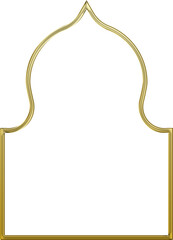 Islamic Mosque Frame Window in Gold Metal