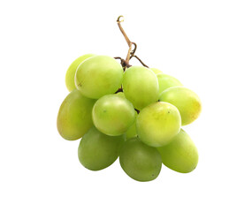 Small bunch of green grapes isolated on transparent background. 