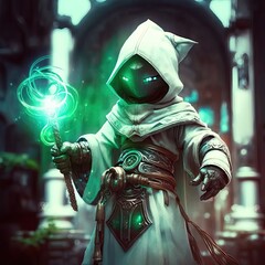 black mask robot master magician. Generative AI