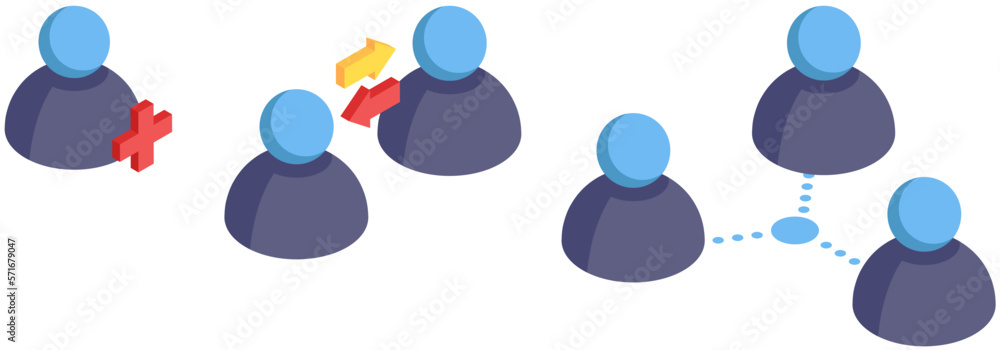 Poster people communicate sharing data and news in social media. virtual network symbol for internet users.