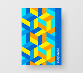 Vivid booklet A4 vector design concept. Isolated mosaic tiles catalog cover illustration.
