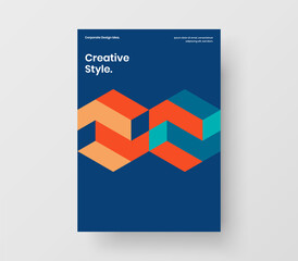 Original geometric tiles presentation concept. Abstract corporate identity A4 vector design template.