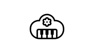 kids music vector illustration icon outline style black and white background eps 8