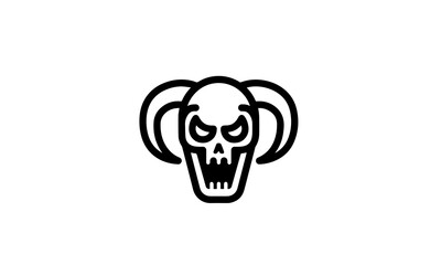 demon head vector illustration icon outline style black and white background eps 8