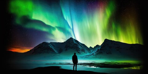 Northen lights over the mountians made with generated ai