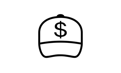 hiphop hat, music Genre vector illustration icon outline style black and white background eps 8