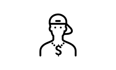 rap person vector illustration icon outline style black and white background eps 8