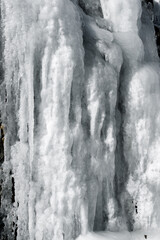 Close-up of a frozen waterfall.