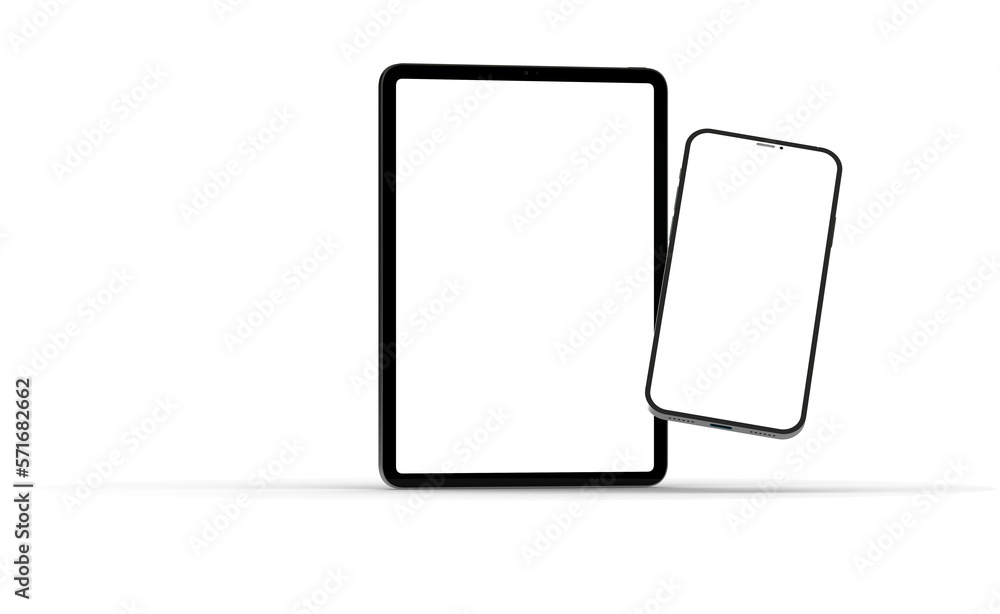 Fototapete modern tablet computer stand with blank screen isolated on white background