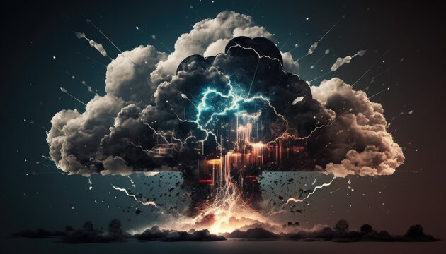 Stormy cloud computing concept &mdash; Generative AI