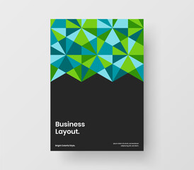Colorful journal cover A4 vector design template. Premium geometric pattern flyer illustration.