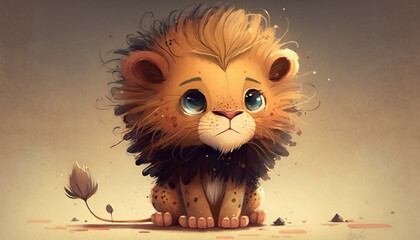 Cute little illustration lion