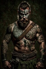 Fierce warrior with warpaint.