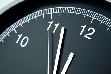 Close-up of hands on clock face