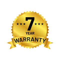 gold warranty badge vector logo template in trendy flat design