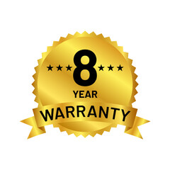 gold warranty badge vector logo template in trendy flat design