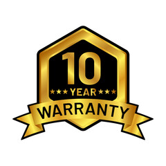 gold warranty badge vector logo template in trendy flat design