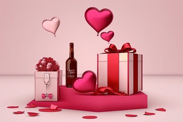 Luxurious Valentine's Day Gift Placement on Elegant Podium