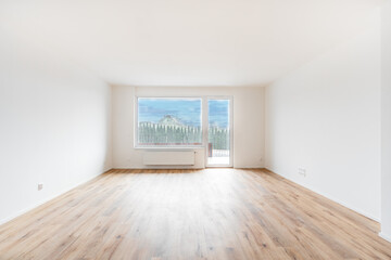 new empty room with window in residential house