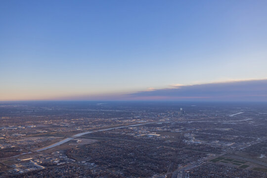 Aerial view of the Oklahoma city downtown cityscape © Kit Leong