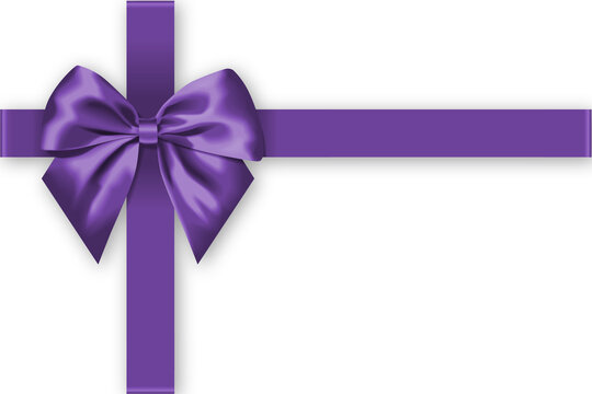 Ribbon With Purple Bow On Transparent Background