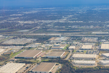 Aerial view of the Dallas city downtown cityscape