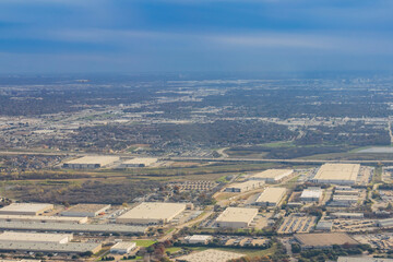 Aerial view of the Dallas city downtown cityscape