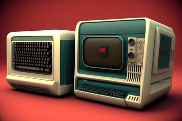 Old Retro Computer, Generative AI Illustration