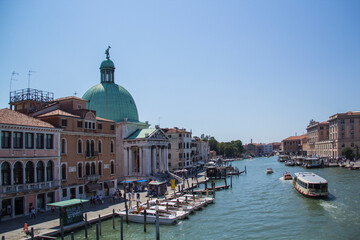 Obraz na płótnie Canvas Beautiful view of the church of San Simeone Piccolo on against the Santa Lucia station in Venice, Italy