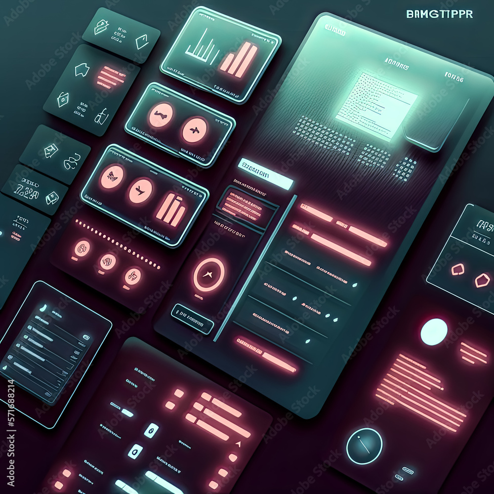 Aufkleber ui elements separate the blank screen into distinct sections. - generative ai