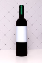 bottle of wine with white label
