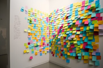 Planning. Sticky notes on the wall. Business planning. Generative AI