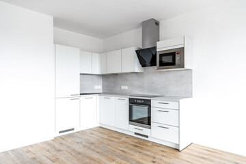 kitchen in a new apartment in an apartment building