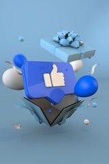Happy Father's day a social network concept with 3d like Facebook icon