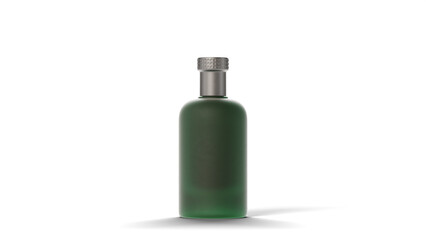 Isolated green glass fragrance container