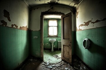 Abandoned bathroom in a hospital generative ai