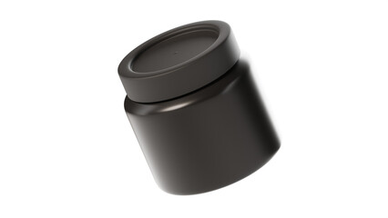 Isolated black plastic cosmetic container