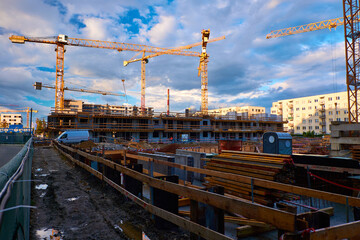 construction site with crane	