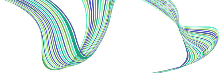 Wavy lines or ribbons. Multicolored striped gradient. Creative unusual background with abstract gradient wave lines for creating trendy banner, poster. Vector eps