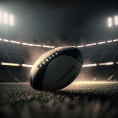 a rugby ball on the field, american football