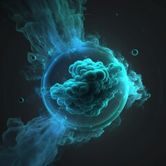 a computer generated image of a abstract ball of blue smoke, digital art