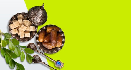 Obraz na płótnie Canvas Dried fruits on plate, Jewish holiday concept