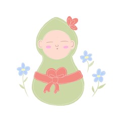 cute newborn baby in a blue suit on a white background