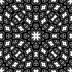  Seamless pattern with  abstract shapes,Black and white color. Repeating pattern for decor, textile and fabric.