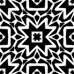  Seamless pattern with  abstract shapes,Black and white color. Repeating pattern for decor, textile and fabric.